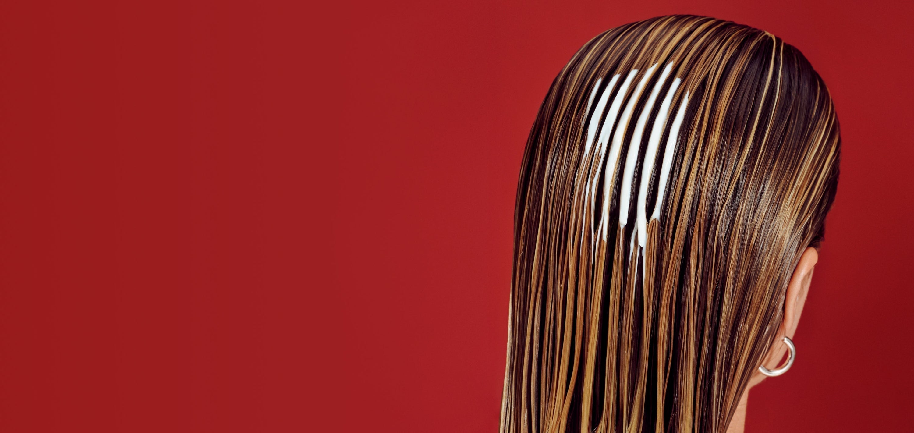 Wet hair with No.3PLUS spread over the hair 