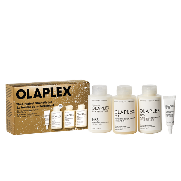 THE GREATEST STRENGTH  SET

OLAPLEX Nº.3 Hair Perfector™

OLAPLEX Nº.4 Bond Maintenance® Shampoo

OLAPLEX Nº.5 Bond Maintenance® Conditioner - main view