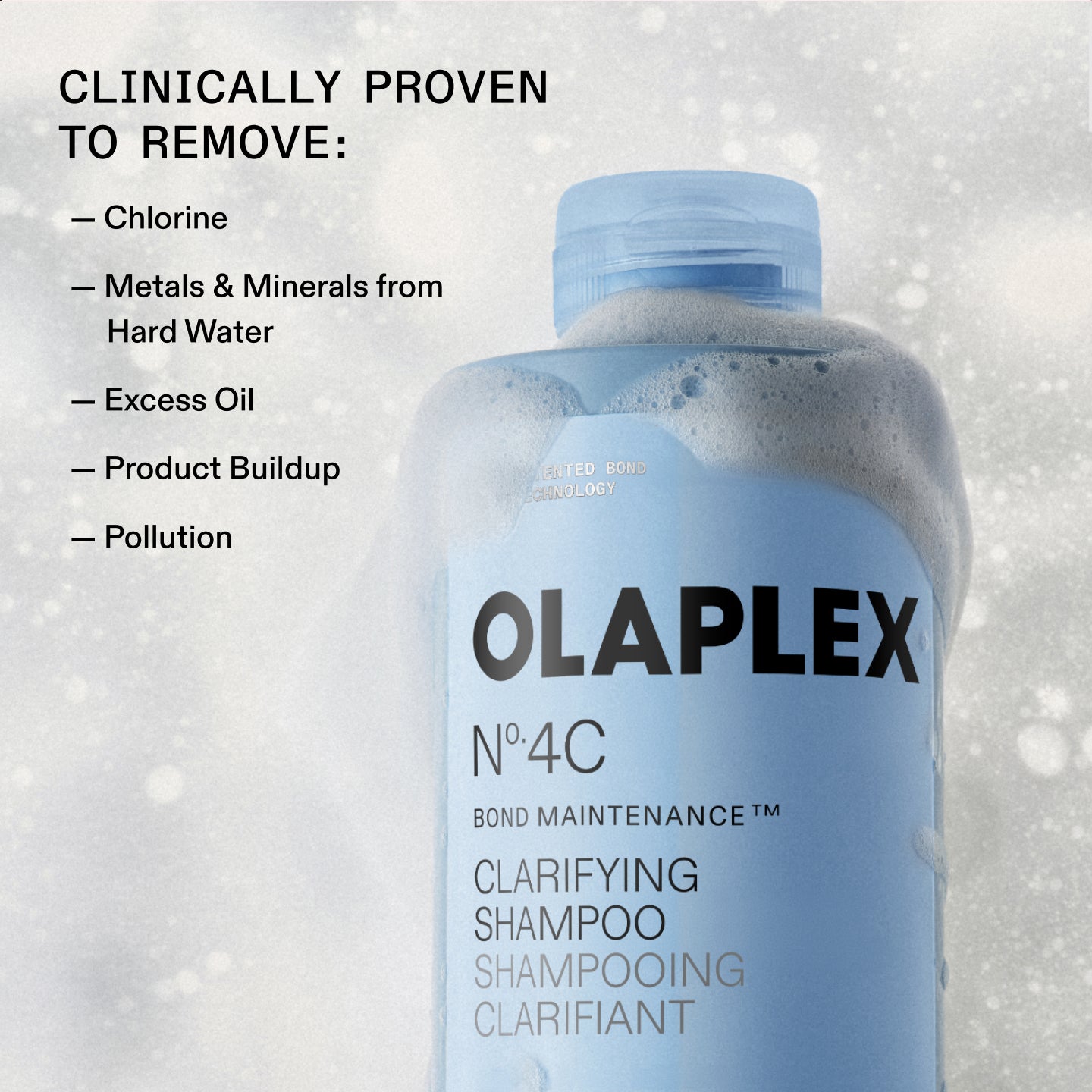 CLINICALLY PROVEN TO REMOVE:
- Chlorine
- Metals & Minerals from
Hard Water
- Excess Oil
- Product Buildup
- Pollution