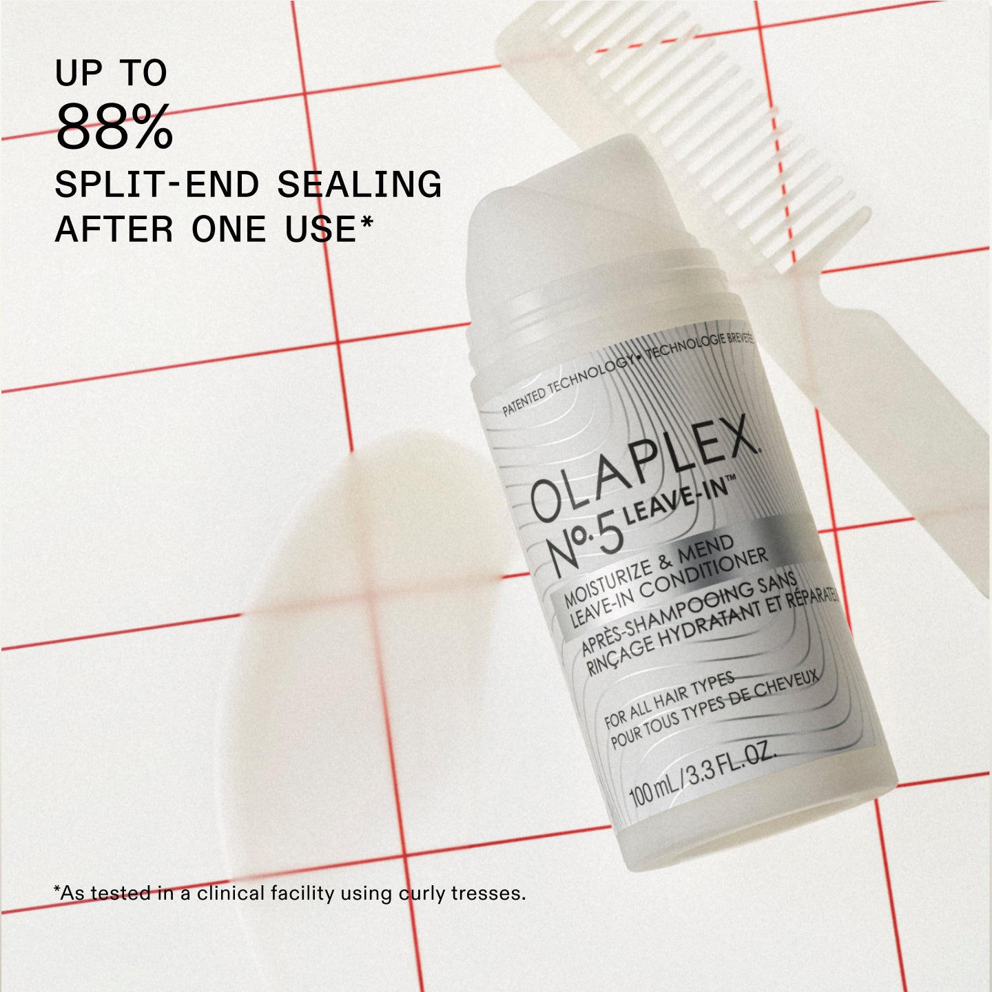 UP TO
88% SPLIT-END SEALING AFTER ONE USE*

*As tested in a clinical facility using curly tresses.