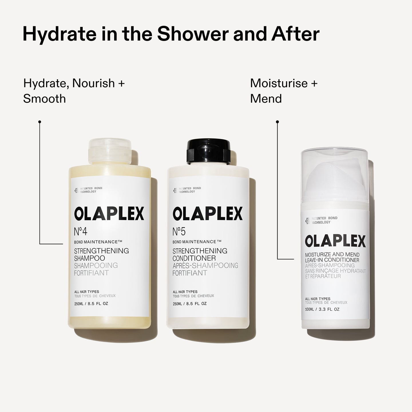 Hydrate In The Shower And After
No.4/No.5 - Hydrate, Nourish + Smooth
No.5L - Moisturise + Mend